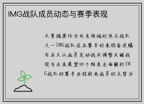 IMG战队成员动态与赛季表现